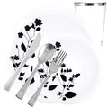 Garden COLLECTION White and Black Plastic Tableware Set Wedding Party Package