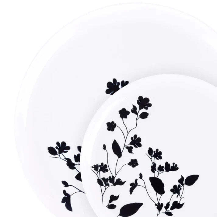 Garden COLLECTION White and Black Plastic Tableware Set Wedding Party Package